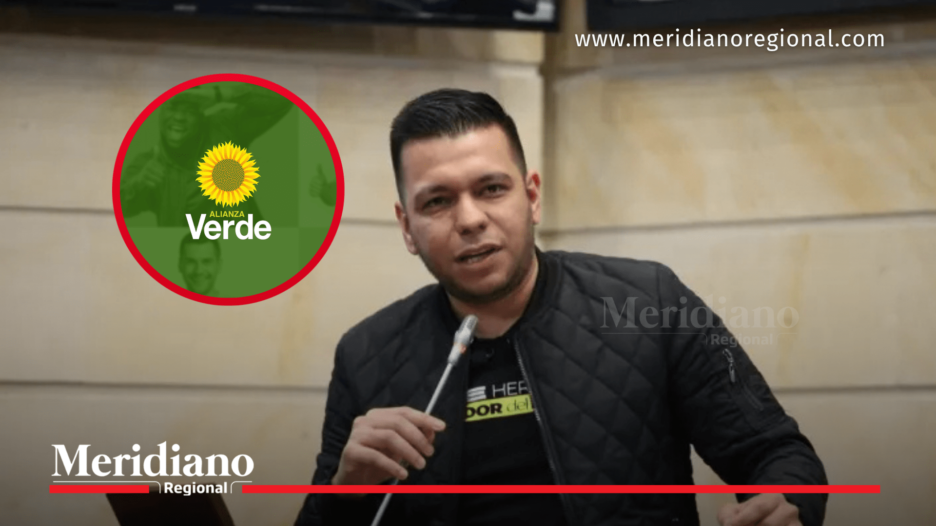 salida de jp de la alianza verde jota pe hernandez en el congreso junto al logo del partido verde