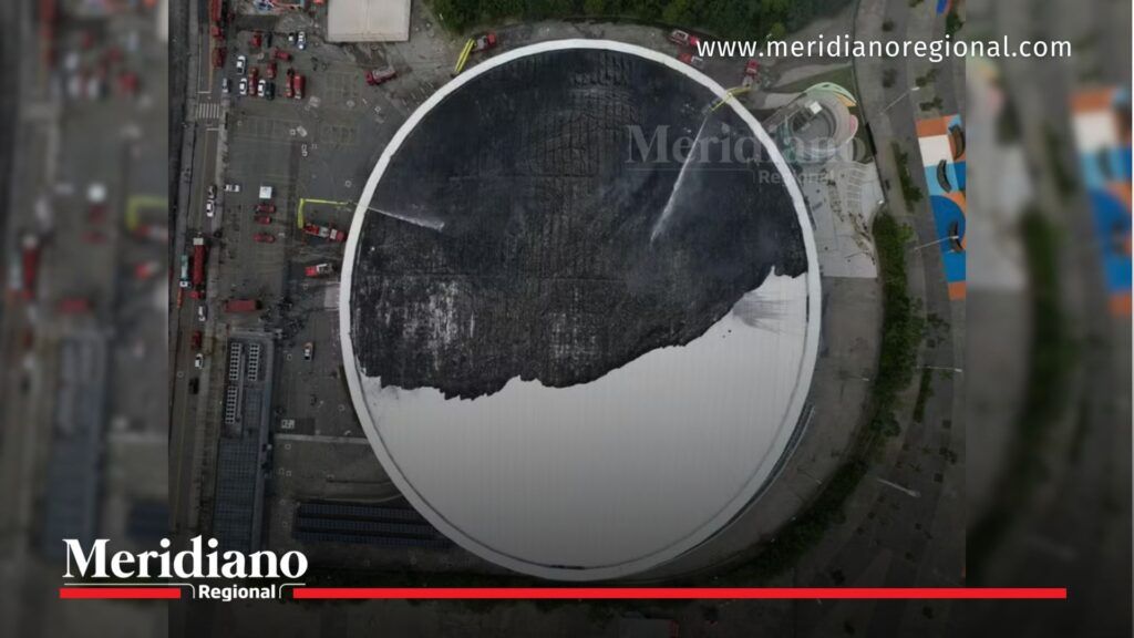 Incendio en estadio olímpico dejó daños en el velódromo de Río - Meridiano Regional incendio en estadio olímpico río de janeiro velódromo daños techo quemado parque olímpico vista aérea