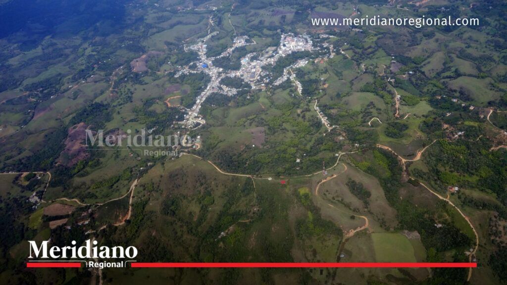 Vista aérea de la vereda La Meseta en zona rural de Popayán, Cauca
