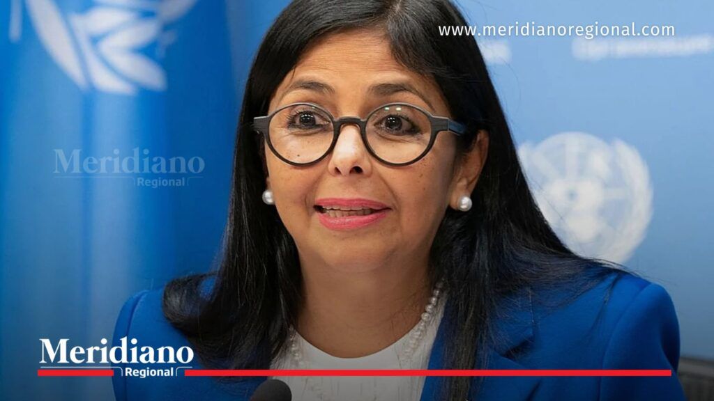 Delcy Rodríguez durante anuncio del aumento de salario en Venezuela en rueda de prensa oficial - Meridiano Regional Delcy Rodríguez anuncia aumento de salario en Venezuela