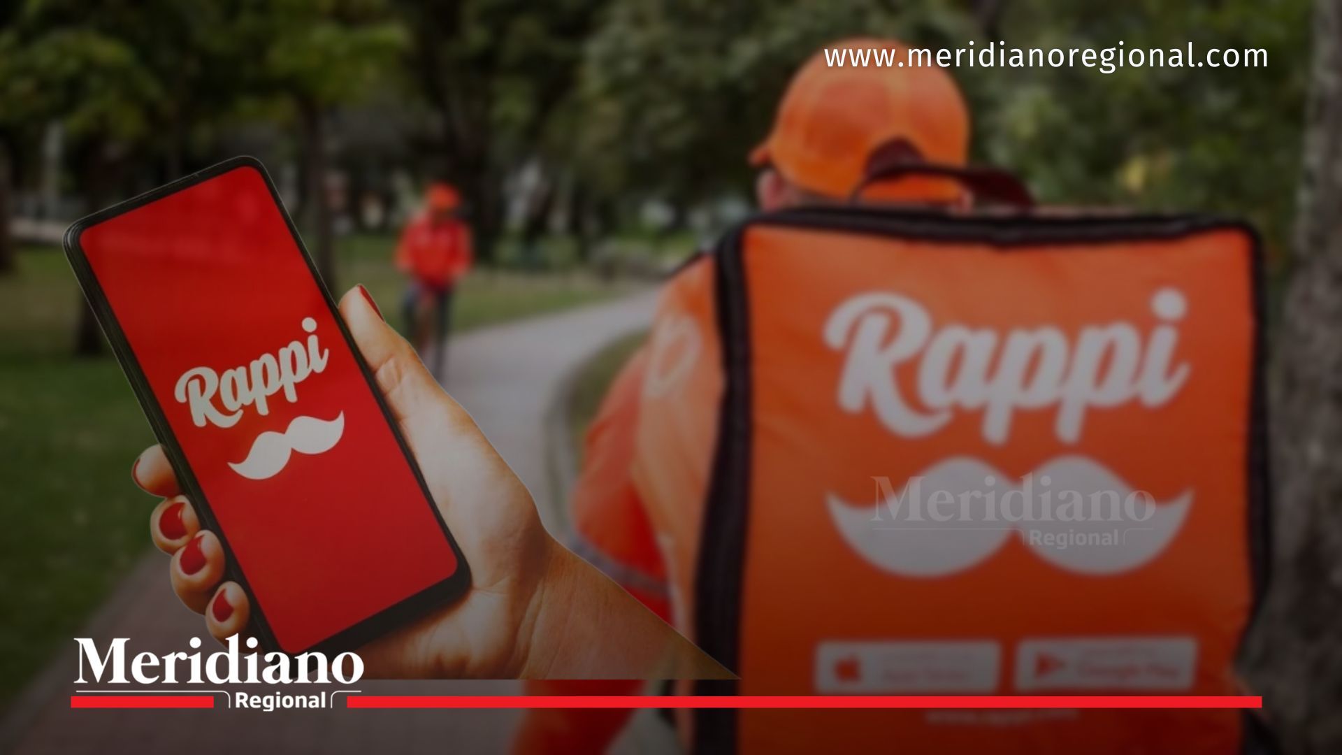 Aplicación de Rappi en celular y domiciliario con mochila durante sanción de la SIC en Colombia por fallas a usuarios