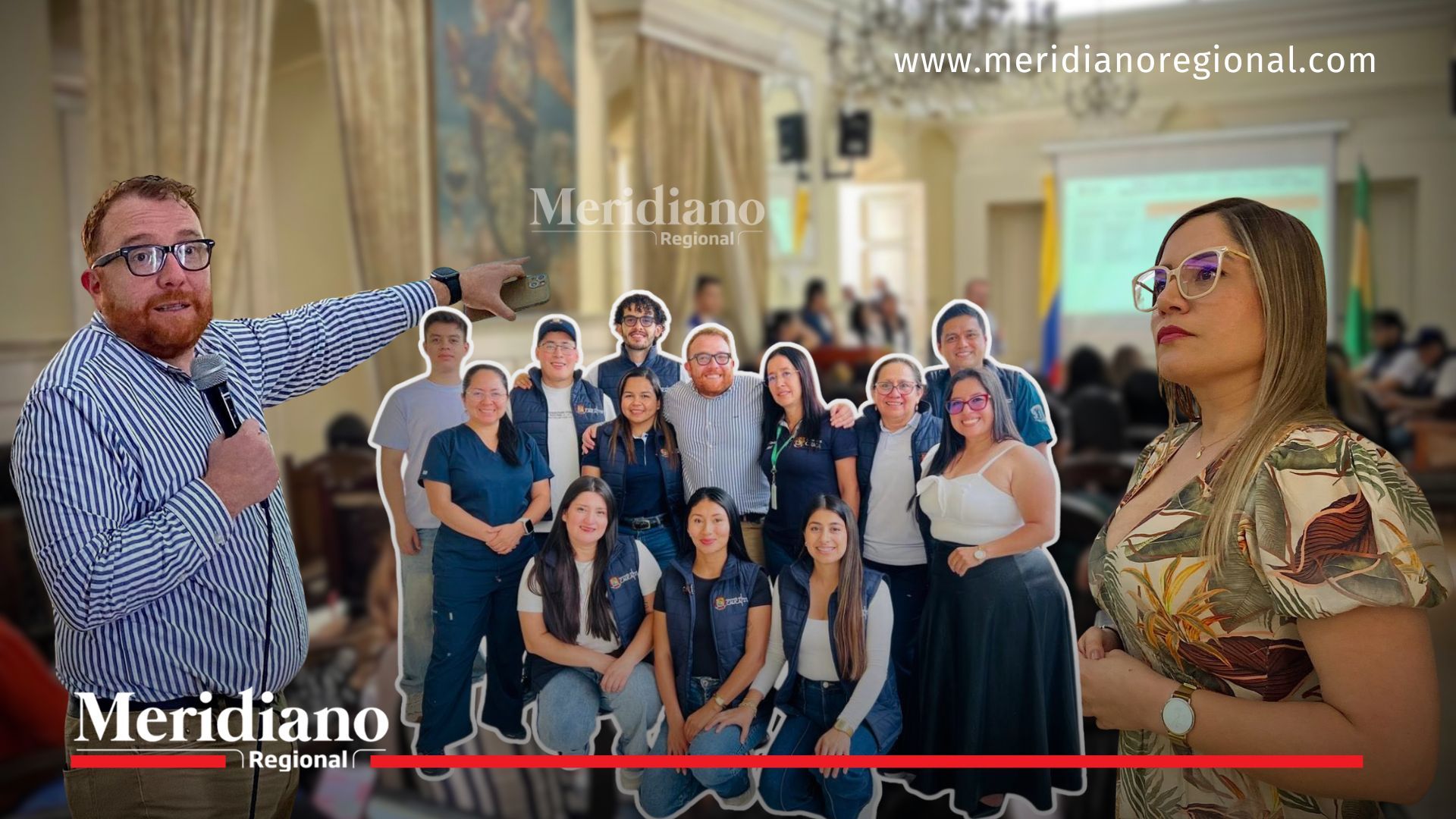 Composición de imágenes durante la Mesa PARE en Cauca con expositor, equipo de salud y asistente, en espacio institucional con presentación de indicadores maternos.