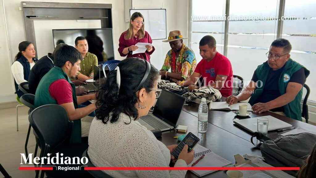 Integrantes de la Mesa Efectiva de Víctimas y funcionarias de la Secretaría de la Mujer del Cauca participan en reunión sobre representación y participación política de mujeres víctimas.