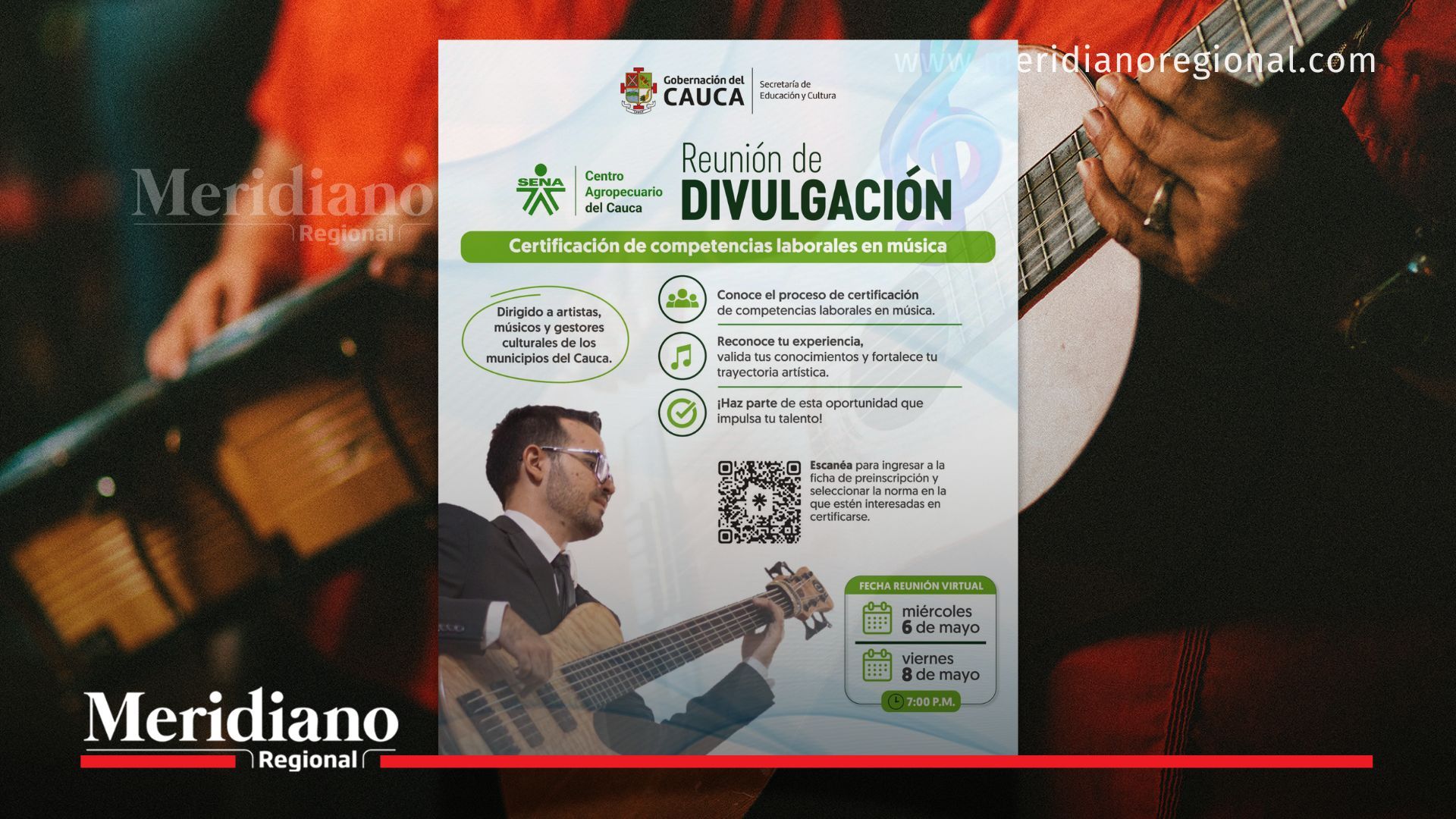 La Gobernación del Cauca, la Secretaría de Educación y Cultura y el SENA adelantan jornadas de divulgación para que artistas y gestores culturales accedan al proceso de certificación de competencias laborales en música.