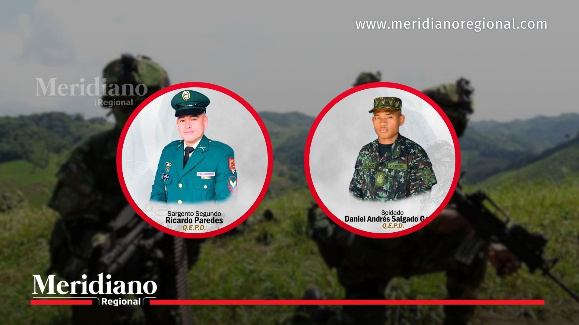 Militares Ricardo Paredes y Daniel Andrés Salgado García, asesinados en combates con el Clan del Golfo en Acandí, Chocó.