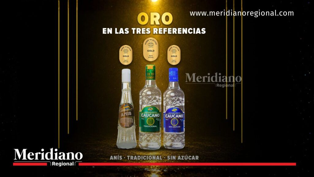 Tres referencias del Aguardiente Caucano y Escarchado de Anís exhiben las Medallas de Oro obtenidas en Monde Selection 2026 en París, Francia.