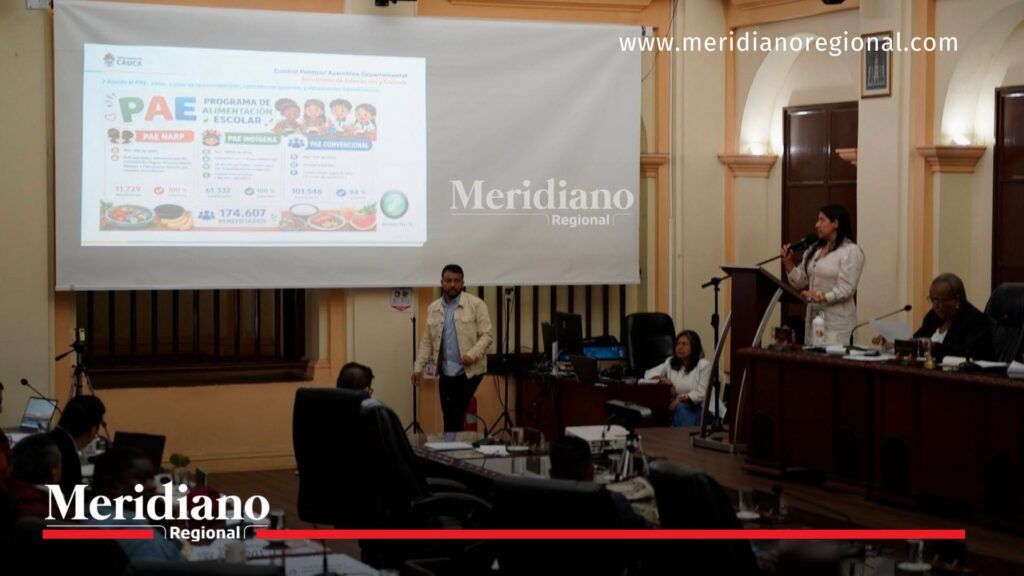 Presentación de resultados del Programa de Alimentación Escolar PAE durante sesión de control político de la Secretaría de Educación y Cultura del Cauca ante la Asamblea Departamental.