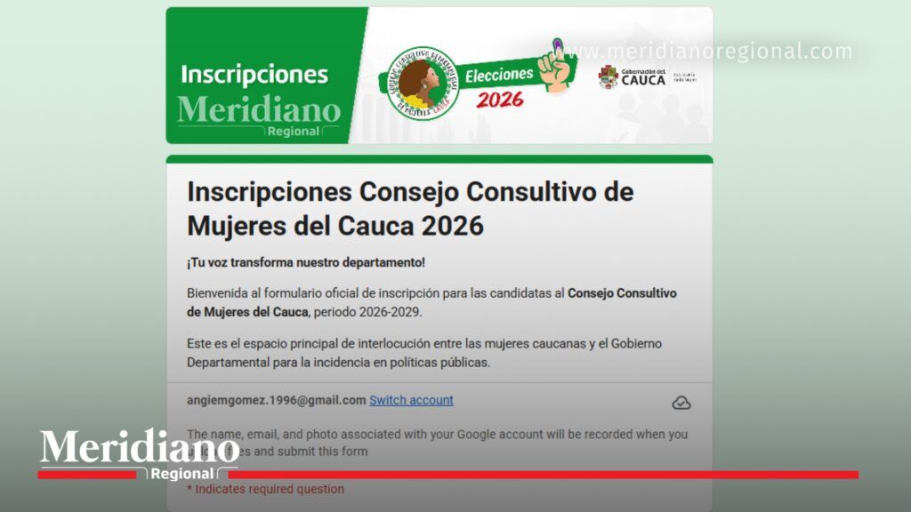 Formulario oficial de inscripción para las elecciones del Consejo Consultivo Departamental de Mujeres del Cauca 2026-2029, habilitado por la Gobernación del Cauca.