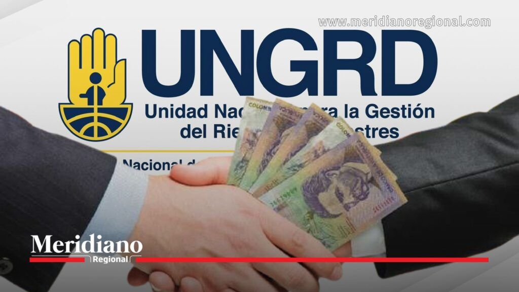 Billetes colombianos frente al logotipo de la UNGRD en una imagen sobre recursos públicos.