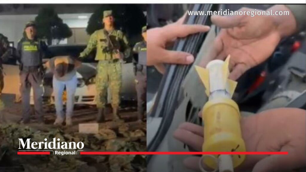 Autoridades capturan a alias ‘Miso’ y muestran un sistema adaptado para lanzar explosivos desde un dron.