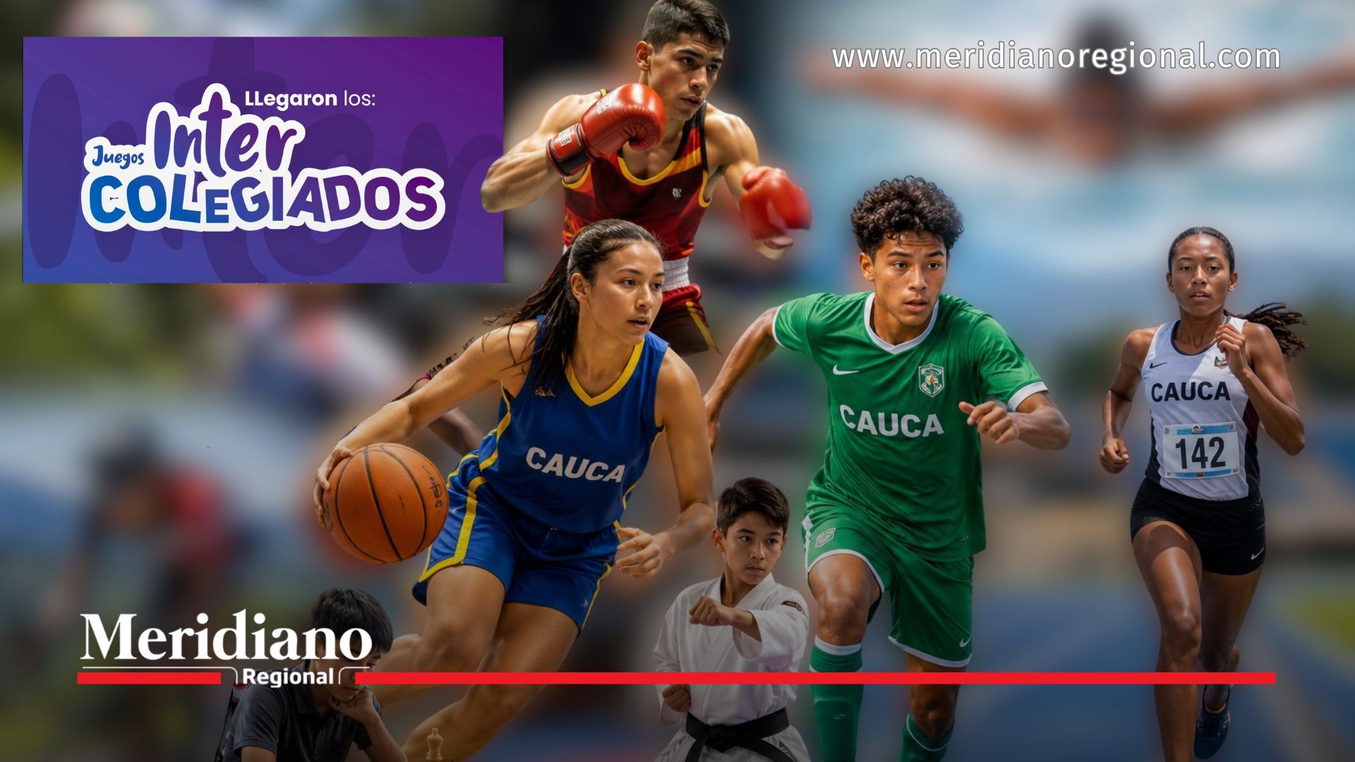 Estudiantes representan algunas de las disciplinas que harán parte de los Juegos Intercolegiados 2026, una competencia que promueve el deporte escolar y fortalece el desarrollo integral de niños, niñas y jóvenes de las instituciones educativas del Cauca.