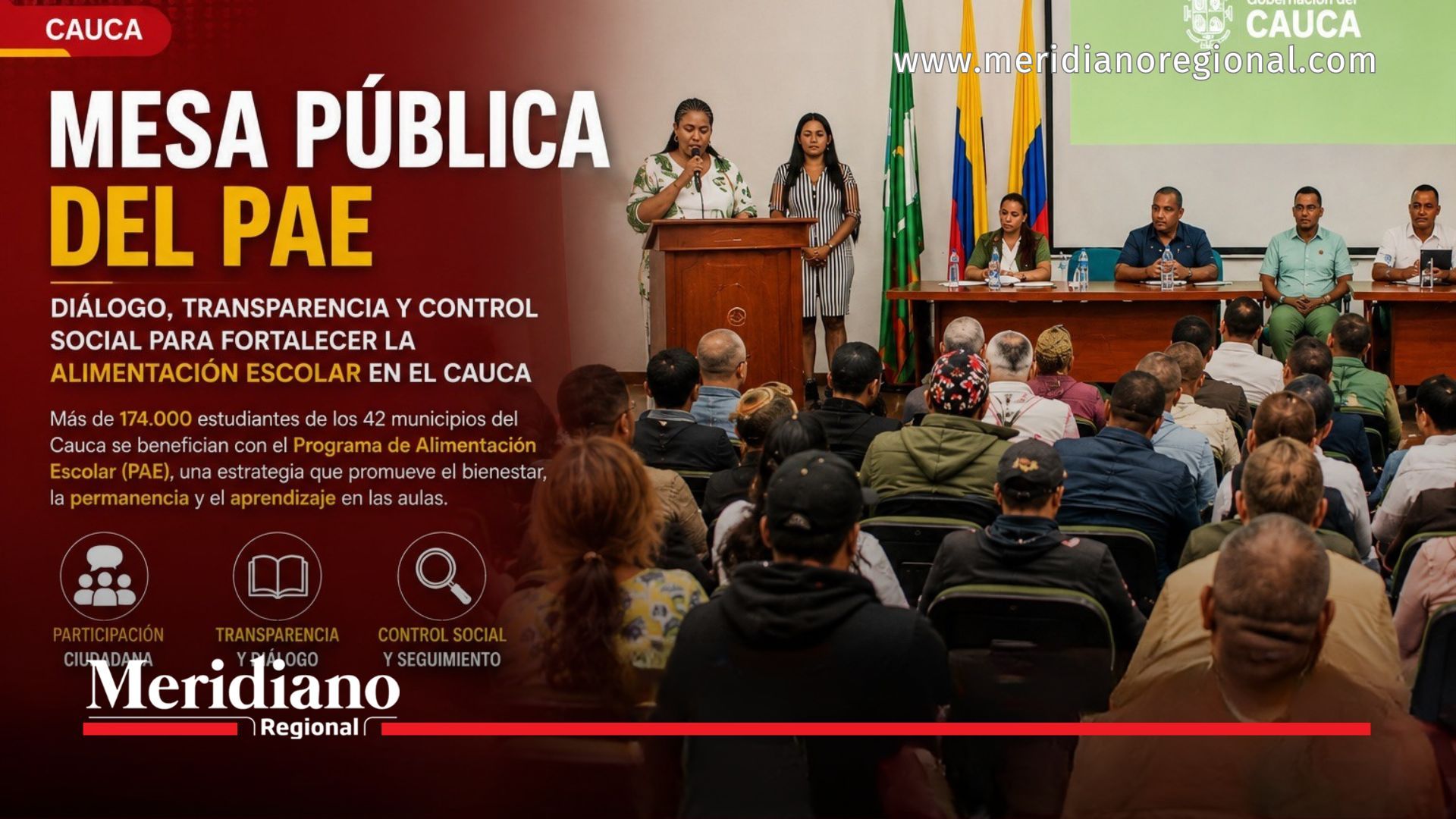 La Secretaría de Educación y Cultura del Cauca lideró la Mesa Pública del PAE, un espacio de participación ciudadana en el que comunidad educativa, operadores y organismos de control dialogaron sobre la implementación del Programa de Alimentación Escolar, que beneficia a más de 174.000 estudiantes del departamento.