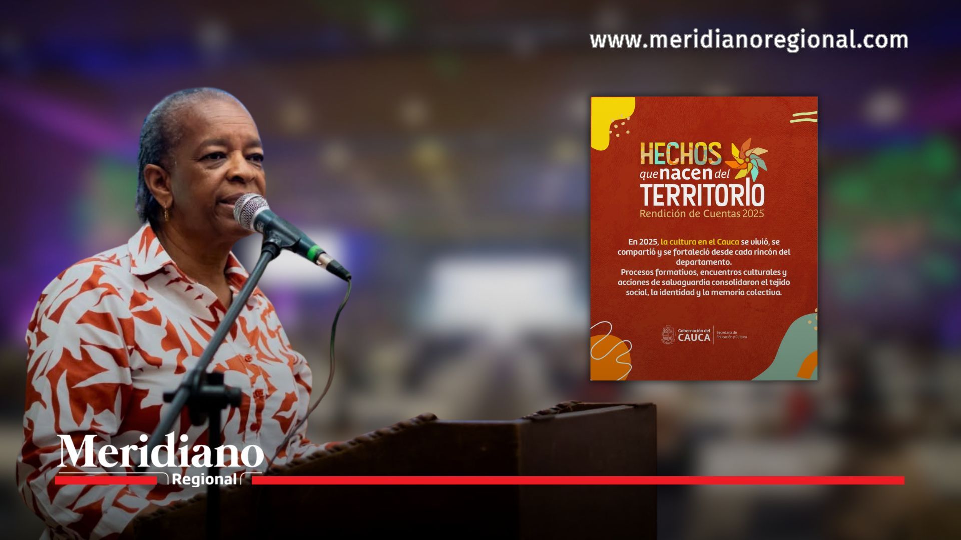 La secretaria de Educación y Cultura del Cauca, Sor Inés Larrahondo Carabalí, invita a la ciudadanía a conocer los resultados de la gestión cultural 2025 durante la Rendición de Cuentas, que se realizará el 30 de abril en el municipio de La Sierra.