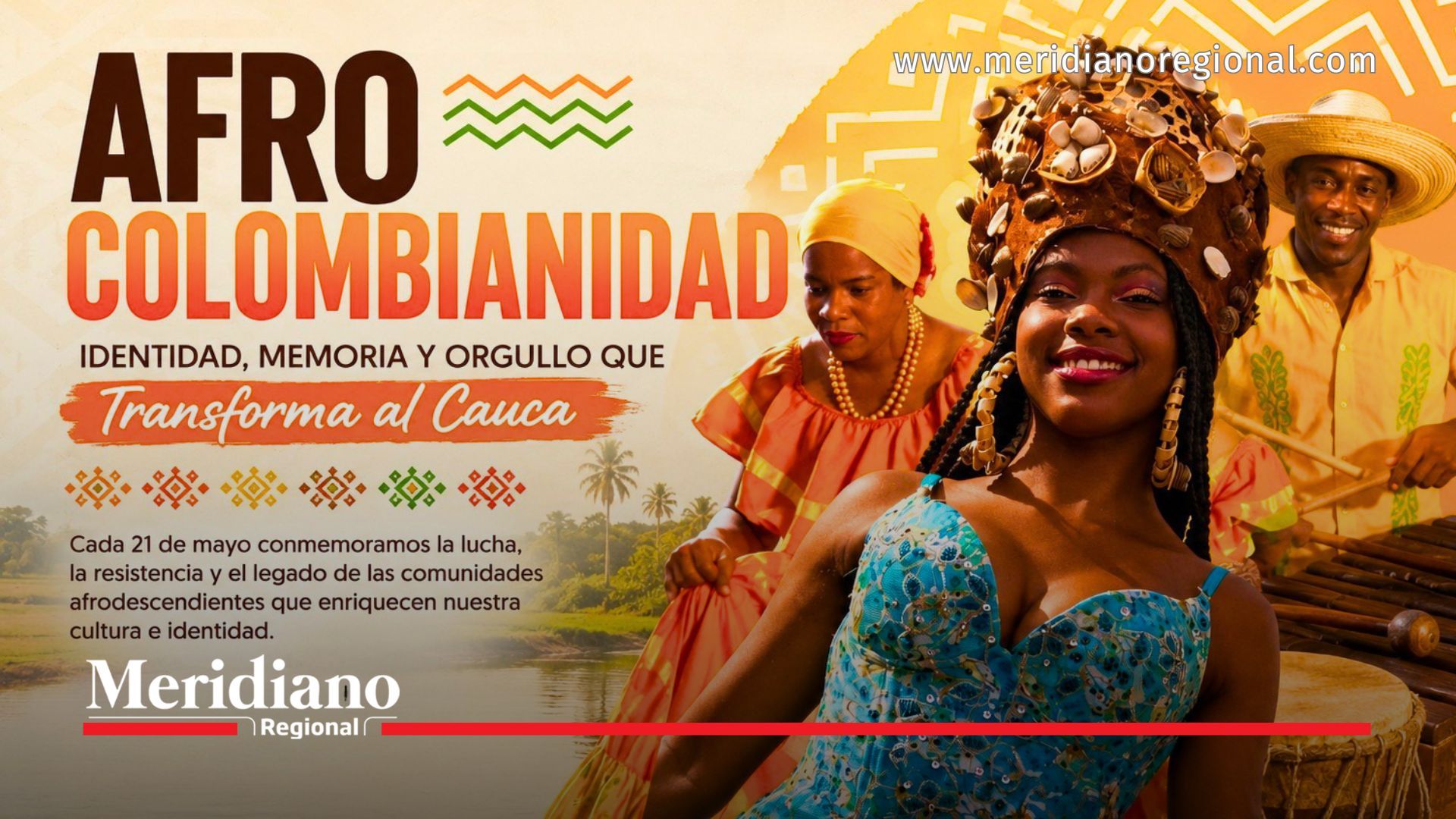 Una composición gráfica resalta la riqueza de la Afrocolombianidad en Cauca, exaltando las expresiones artísticas, la música, la danza y las tradiciones ancestrales que fortalecen la identidad cultural del departamento.