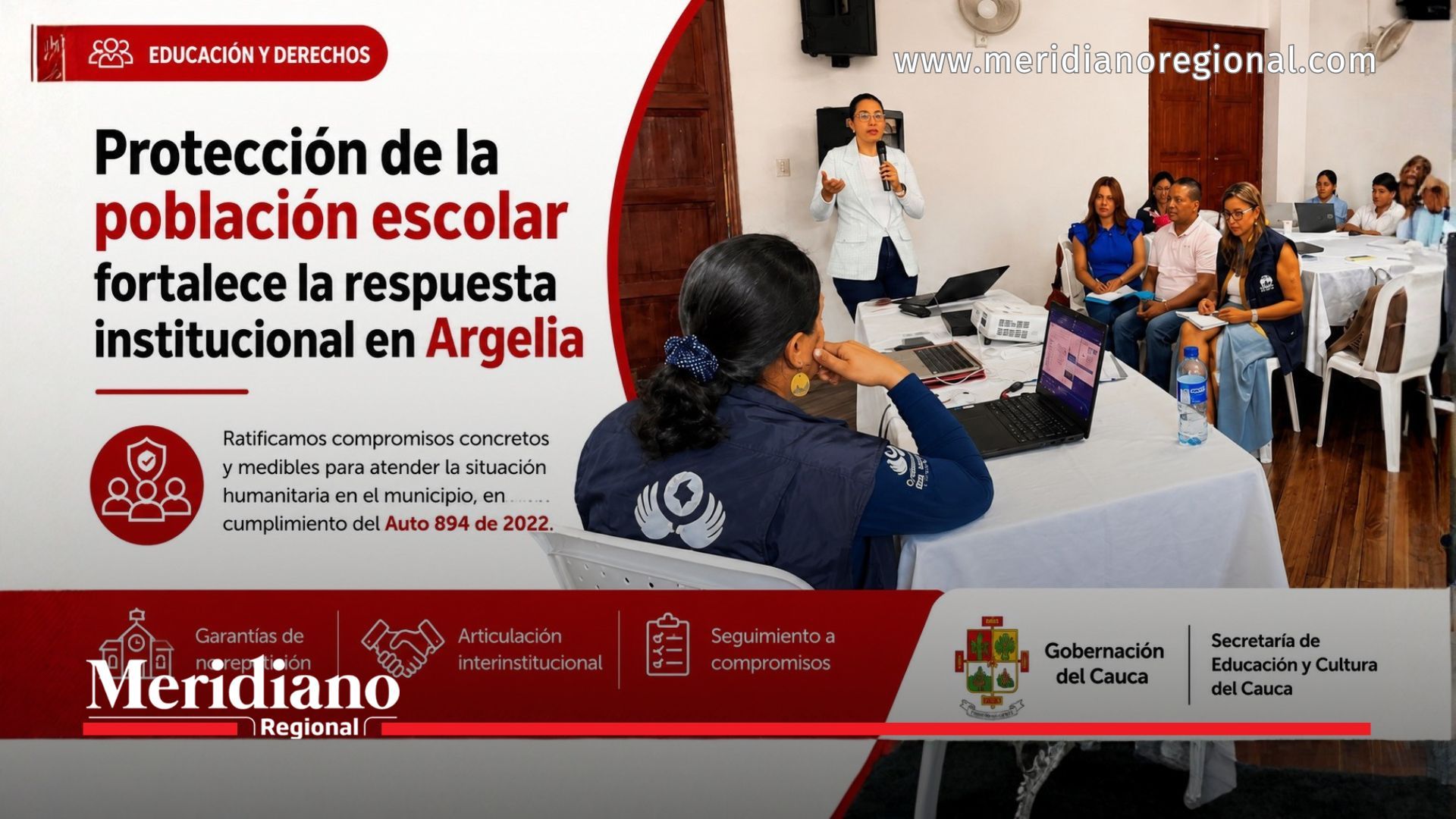 Representantes de entidades nacionales y territoriales participaron en la sesión técnica para coordinar acciones de protección a la población escolar en Argelia.