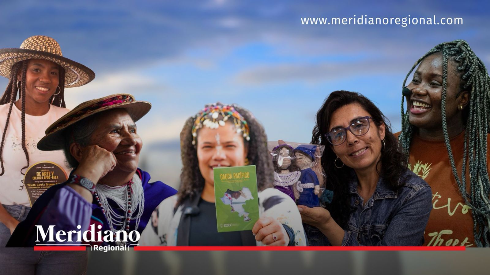 Montaje fotográfico que reúne a mujeres caucanas destacadas por su aporte al arte, la cultura, los saberes ancestrales y las tradiciones, en el marco del reconocimiento realizado por la Secretaría de Educación y Cultura del Cauca durante el Día Internacional de la Mujer.