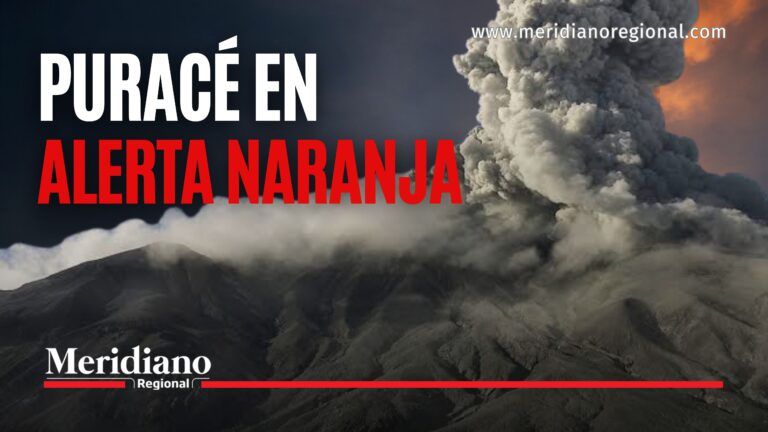 Volcán Puracé emitiendo una columna de gases y ceniza tras el cambio a alerta naranja.