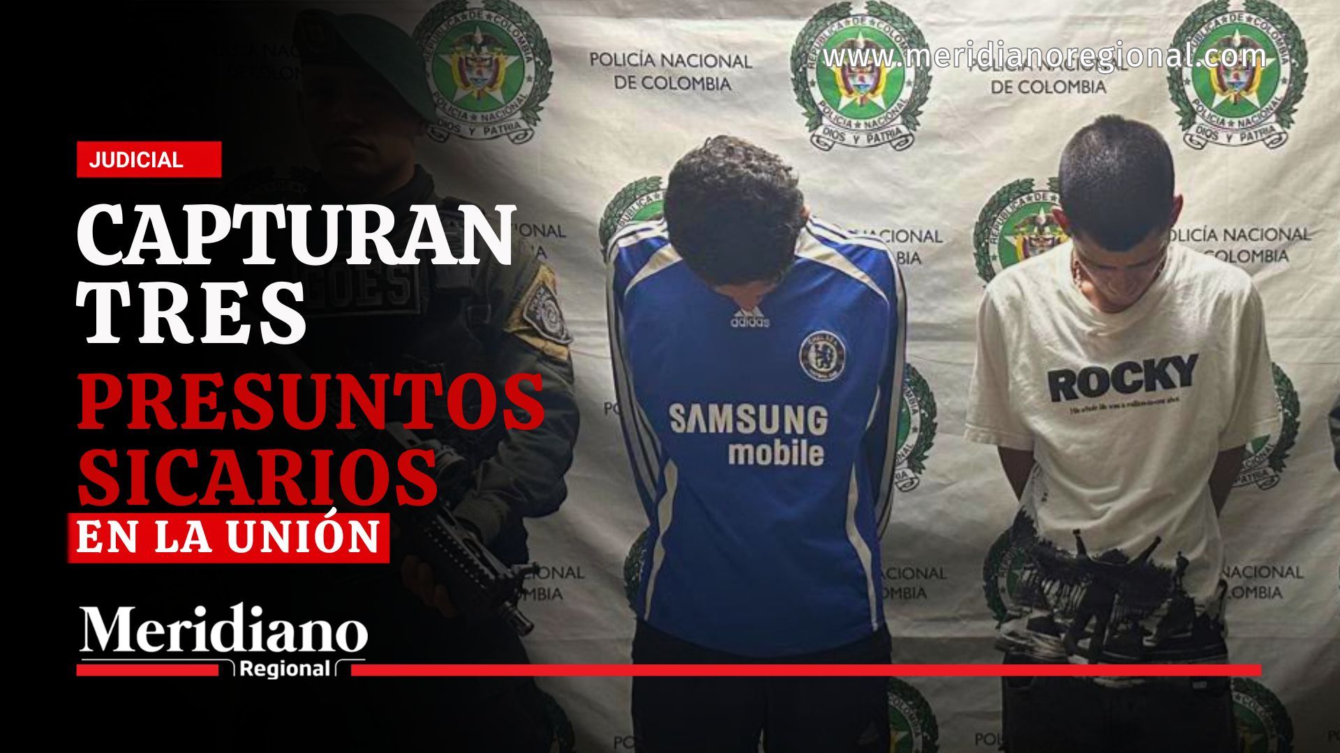 Presuntos sicarios capturados en La Unión durante un operativo de la Policía Nacional por una investigación relacionada con homicidios en el norte del Valle del Cauca.