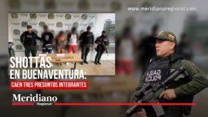 Portada informativa sobre la captura de tres presuntos integrantes de Los Shottas en Buenaventura durante un operativo del GAULA de la Policía Nacional.