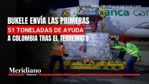 Nayib Bukele envía 51 toneladas de ayuda a Colombia - Meridiano Regional Avión de Avianca Cargo durante el cargue de 51 toneladas de ayuda humanitaria enviadas por Nayib Bukele a Colombia.
