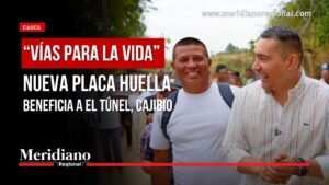 Octavio Guzmán recorre con la comunidad la nueva placa huella en Cajibío, construida en la vereda El Túnel mediante Vías para la Vida.