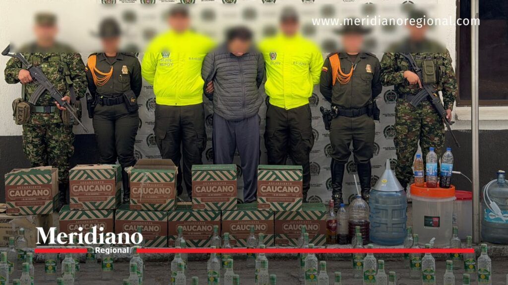 Capturado y elementos incautados durante operativo contra licor adulterado en Popayán.