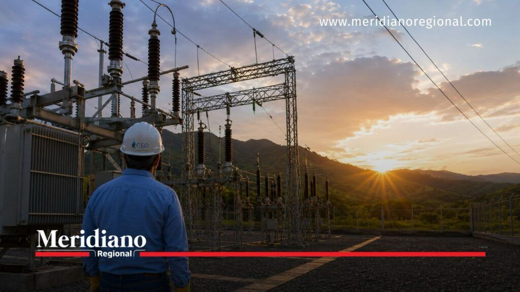 Infraestructura eléctrica de CEO en Cauca - Meridiano Regional Trabajador de CEO frente a una subestación de energía eléctrica en Cauca.