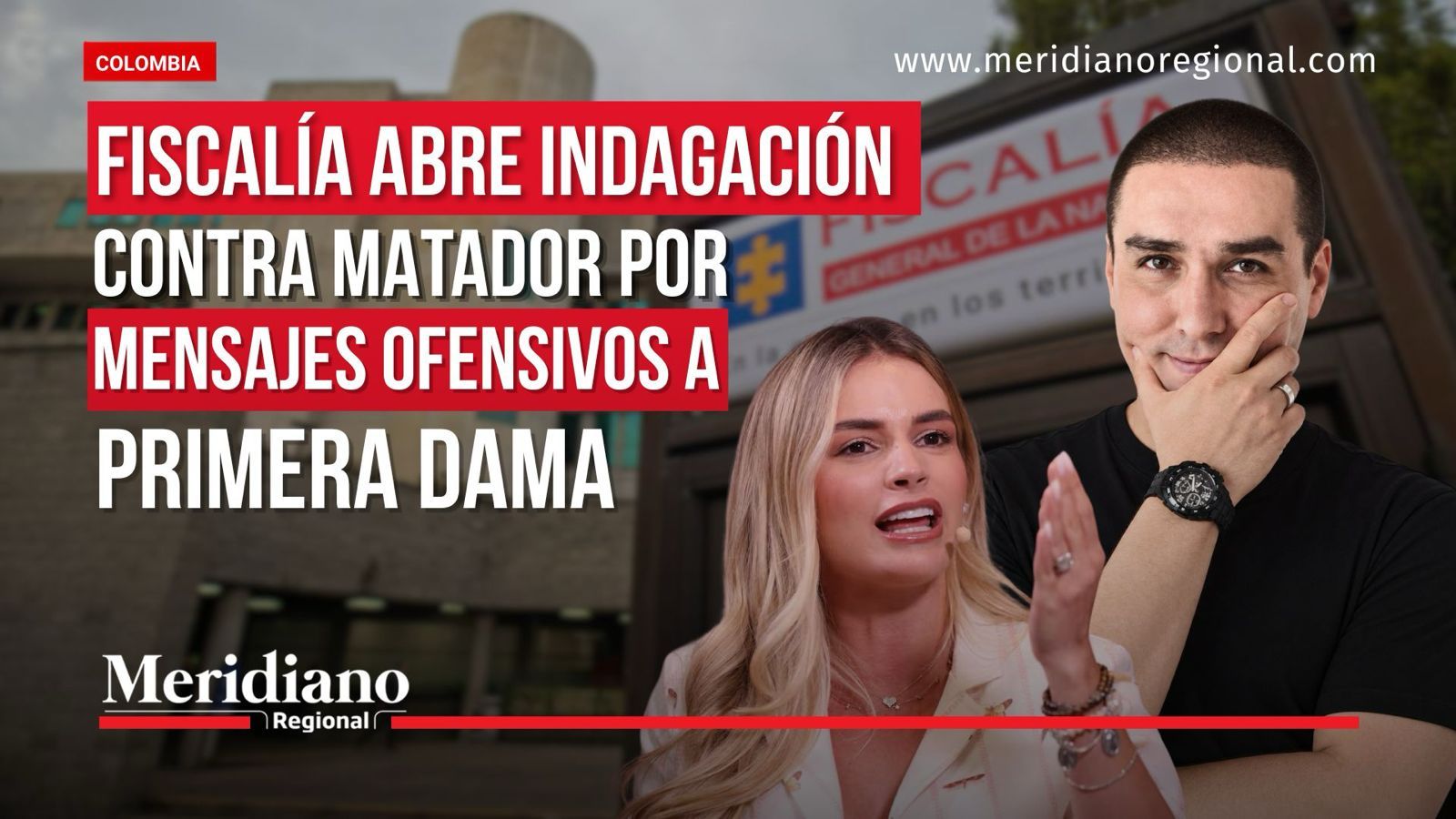 Matador y Ana Lucía Pineda frente a sede de la Fiscalía por indagación contra el caricaturista.