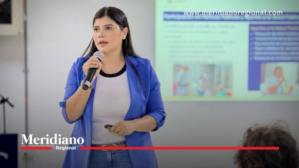 Carolina Camargo secretaria de Salud del Cauca durante una presentación institucional sobre atención en salud.