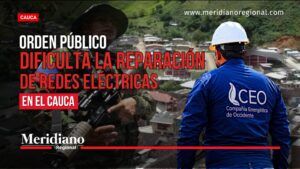 CEO realiza labores de mantenimiento en redes eléctricas del Cauca - Meridiano Regional Trabajador de CEO junto a un vehículo con brazo hidráulico durante labores de mantenimiento de redes eléctricas en una zona rural.