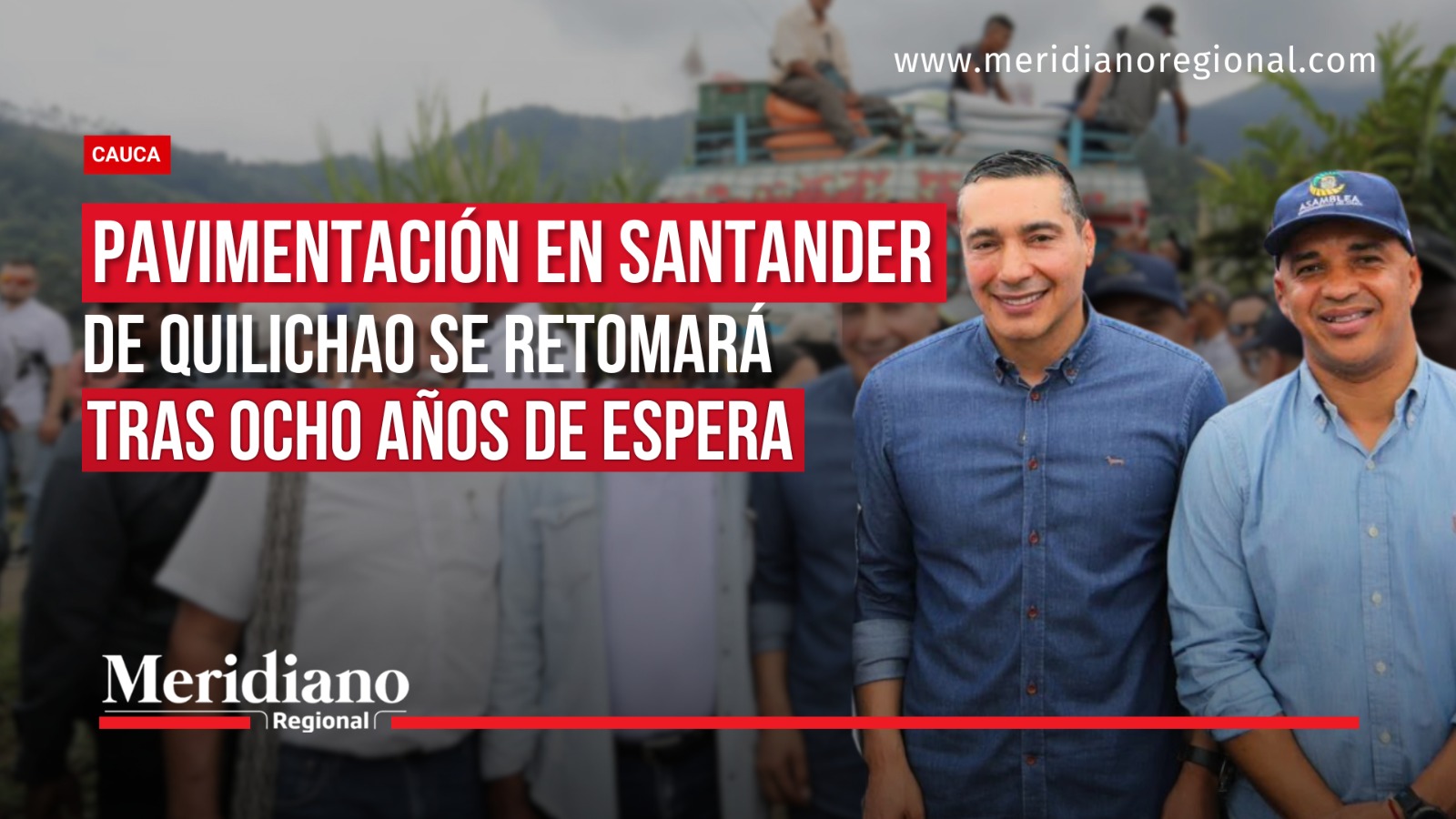 Habitantes de La Palomera y sectores cercanos de Santander de Quilichao, Cauca, participan en una reunión comunitaria sobre la continuidad del proyecto de pavimentación vial.