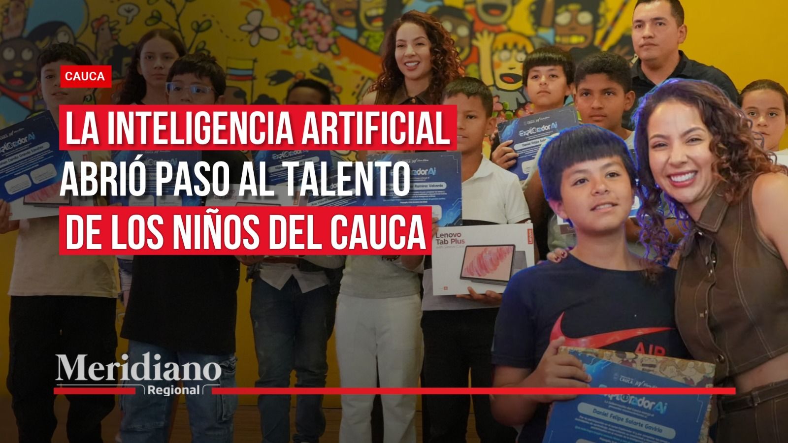 Portada de Exploradores IA con niños del Cauca que recibieron reconocimientos por sus creaciones con inteligencia artificial.