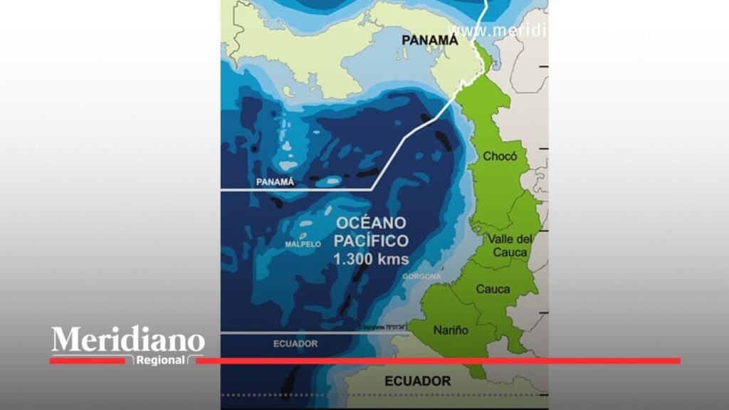 Mapa del litoral Pacífico colombiano con los departamentos de Chocó, Valle del Cauca, Cauca y Nariño.